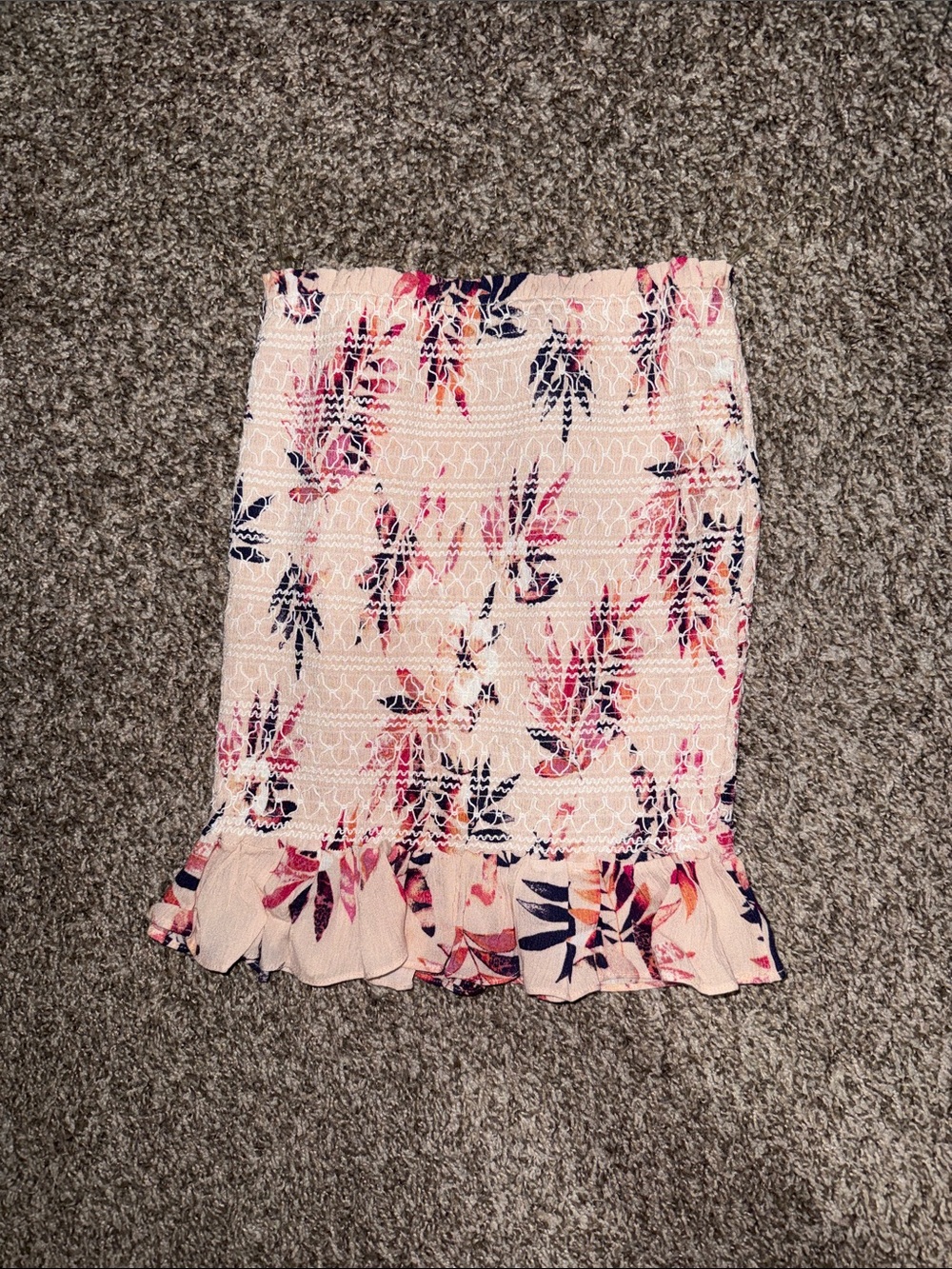 Windsor Pink Floral Smocked Ruffle Mini Skirt
